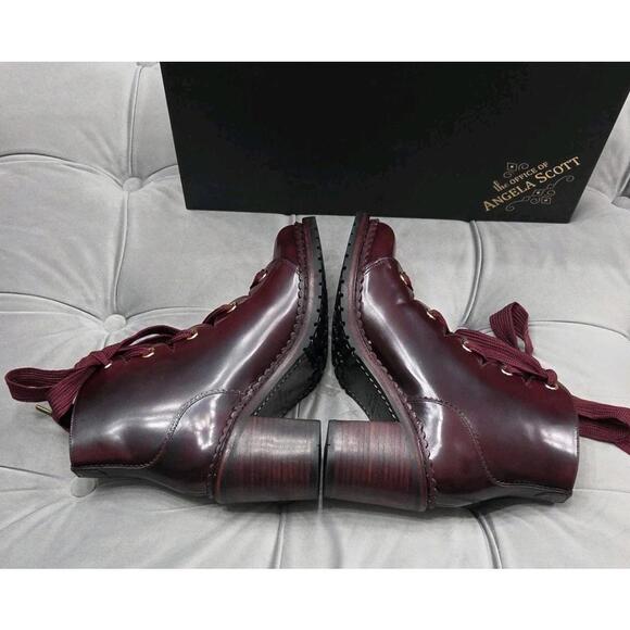 The Office of Angela Scott Miss Billie Boots Dark Red Leather Womens Shoes 37 7 - Picture 13 of 15